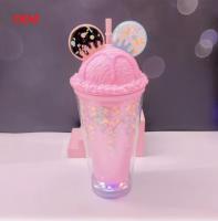 Coupe de glace Bouteille d'eau Coupe de paille en plastique pour enfants