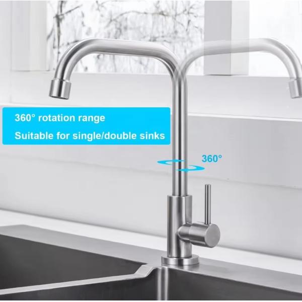 Lizhen Stainless Steel Kitchen Sink Faucet Single Handle 360 Degree Rotating Tap