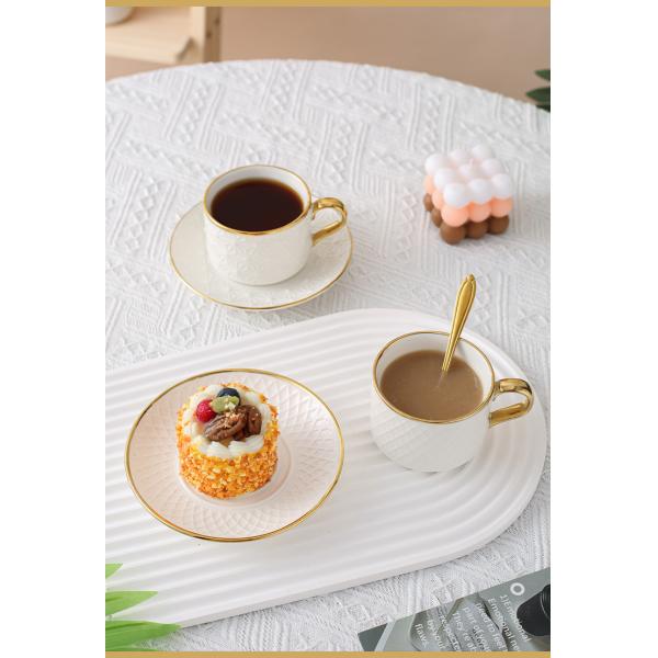 Modern White Ceramic Cups and Saucers Nordic Elegant Bone Cup Set for Water Mugs