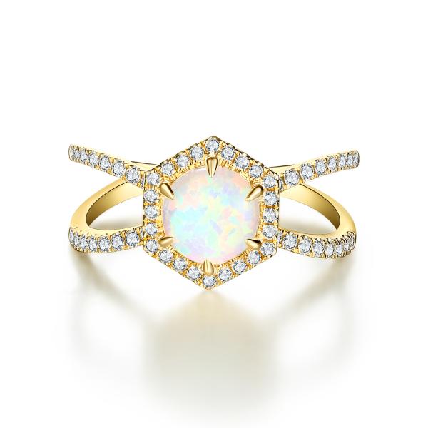 Золото Роза покрыло 925 стерлинговая серебряная граненная радугой груша ювелирных изделий Moonstone отрезала Moonstone венчика & обручальное кольцо CZ