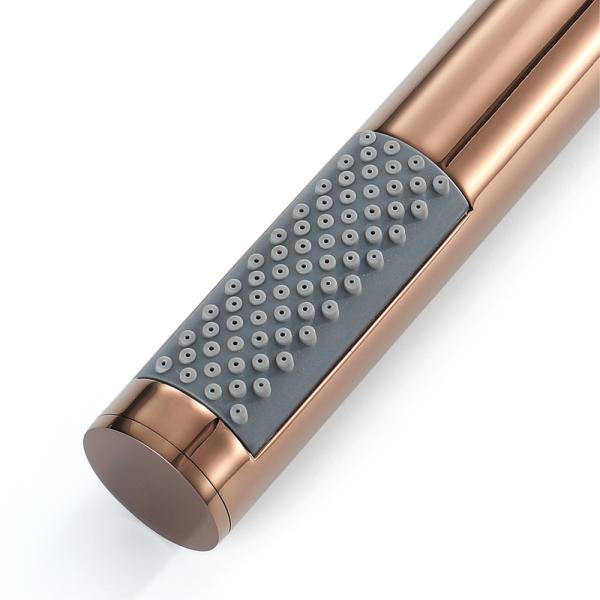 Stylish Round Rose Gold Copper Hand-Held Shower Head With Hose for Modern Bathrooms