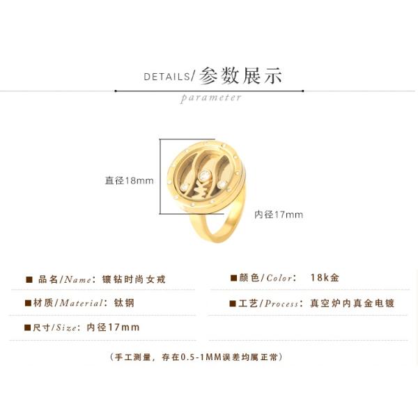 18K Gold Plated  Ring Stainless Steel, Diamond Customized Engraved Couple Ring