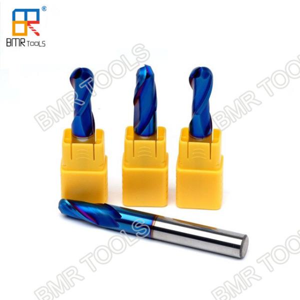 BOMA TOOLS HRC65 2 Flute Ball Nose Cutter for stainless steel milling in Nano Blue Coating