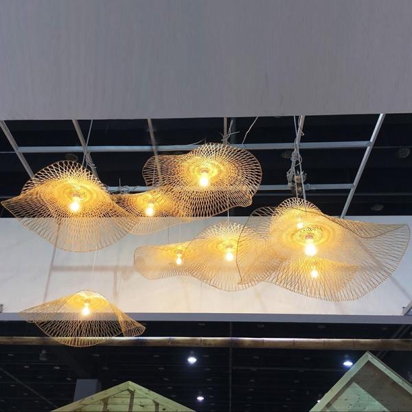 Bamboo woven lotus leaf Pendant Lights Natural Rattan Wicker Chandeliers(WH-WP-43)
