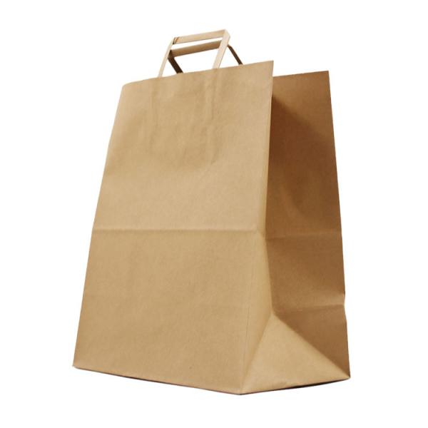 FSC Recyclable Flat Handle Kraft Paper Shopping Bags For Clothing Packaging