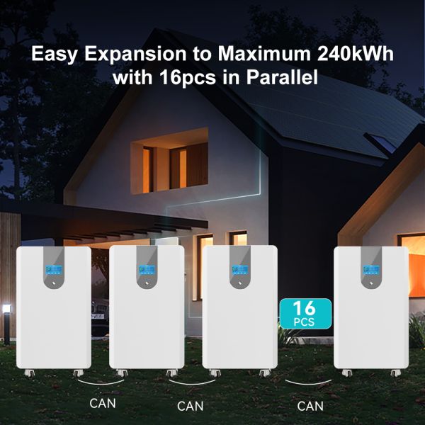Custom High-quality 51.2V LifePo4 Battery Pack Hybrid Home Energy Storage Solutions 15kWh Solar Home Battery Manufacturer