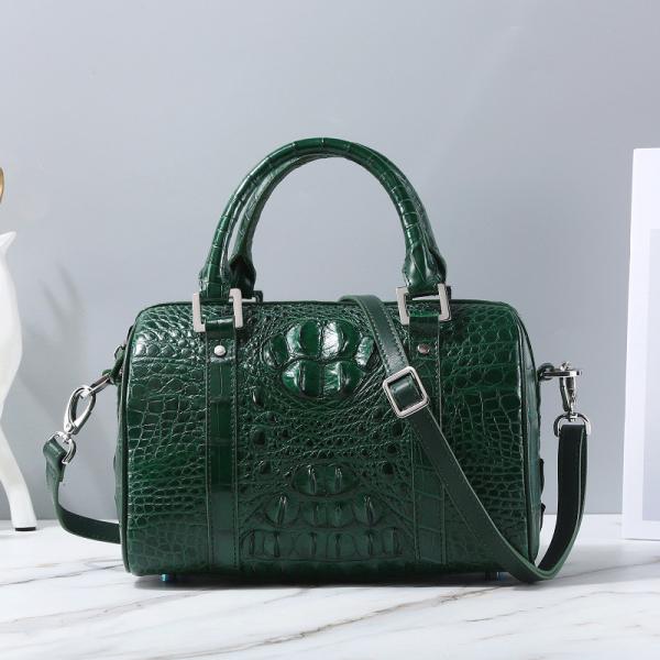 Fashion Lady Purse Genuine Crocodile Leather Women's Small Boston Bag Exotic Real Alligator Skin Female Zipper Handbag