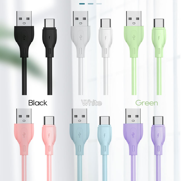 3A QC3.0 Fast Charging USB Type‑C Cable, Liquid Soft Rubber High Durability USB‑C Data Sync Charger Cord