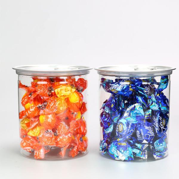 Wide Mouth Plastic Food Storage Jars PET Dia65mm Clear Nuts Plastic Candy Canisters