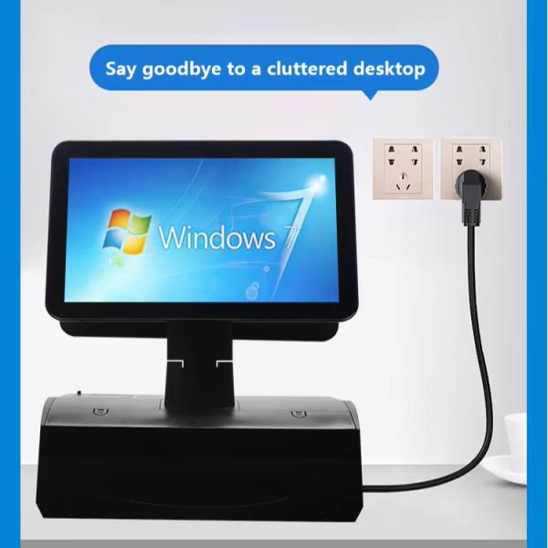 15.6inch Dual Screen Touch All in One POS System with Cash Drawer and Built in 58mm Printer 2GB RAM Supermarket