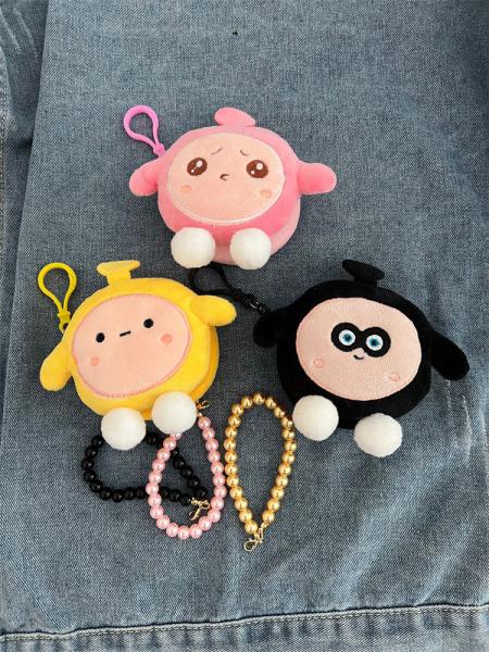 EGG PARTY ROUND PLUSH COIN PURSE SCHOOLBAG PENDANT EARPHONE STORAGE BAG COIN POUCH