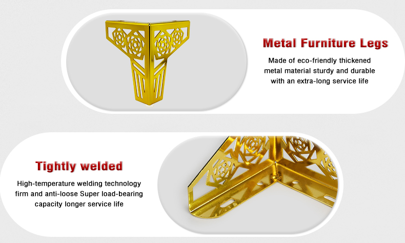 Luxury Metal Cabinet Feet Sofa Support Legs with Anti-Slip Pads Heavy-Duty Easy-Install Furniture Hardware Accessories