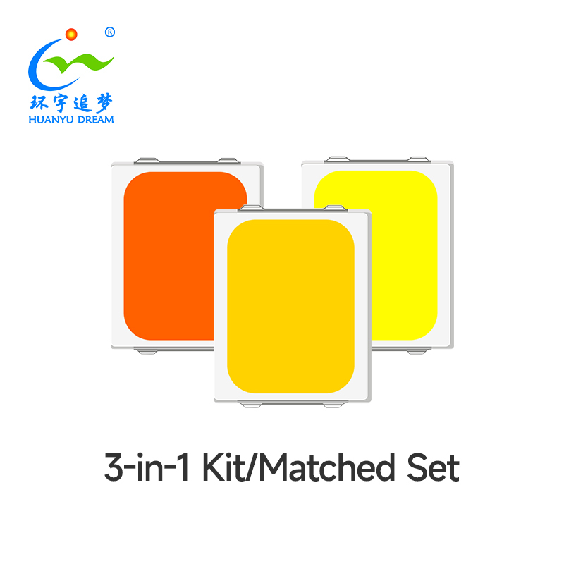 High CRI SMD 2835 LED 3-Channel Wide CCT Mixing LED Chip 60mA 5.5-5.8V 3-Piece Set for Tunable White and Circadian Lighting