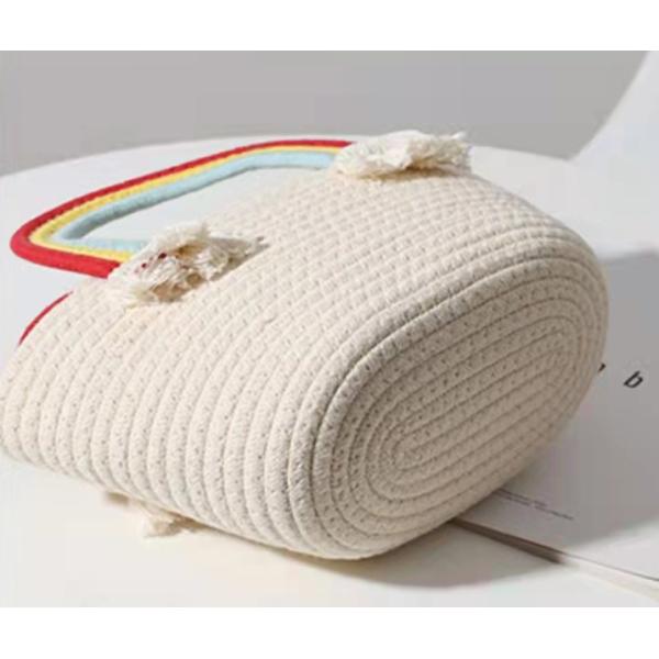 Rainbow Cloud Cotton Woven Bag , Crochet Beach Bag for Seaside Holiday
