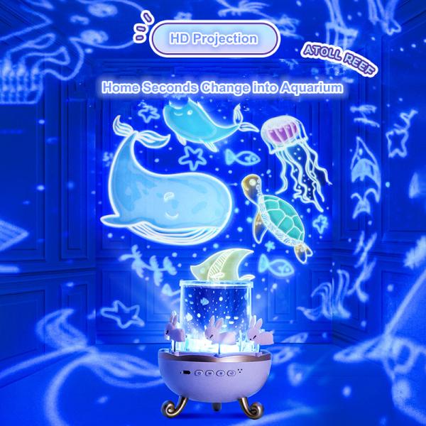 Christmas Gift Dream Star Projector Night Light Creative Rotary House Music Box Projector Lamp With Wireless Speaker