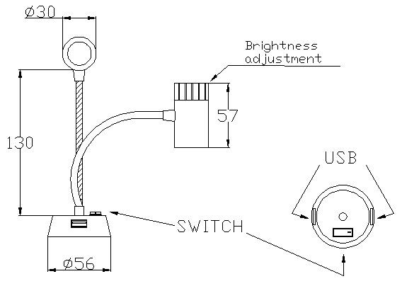 USB Mobile Phone Charging Dimming Switch for RV Reading Spotlight Free Sample Offered