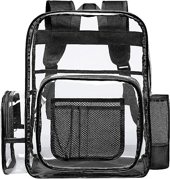 Clear Backpack Heavy Duty - Large Clear Backpacks For School PVC Transparent Bookbag For Students Work Stadium Travel
