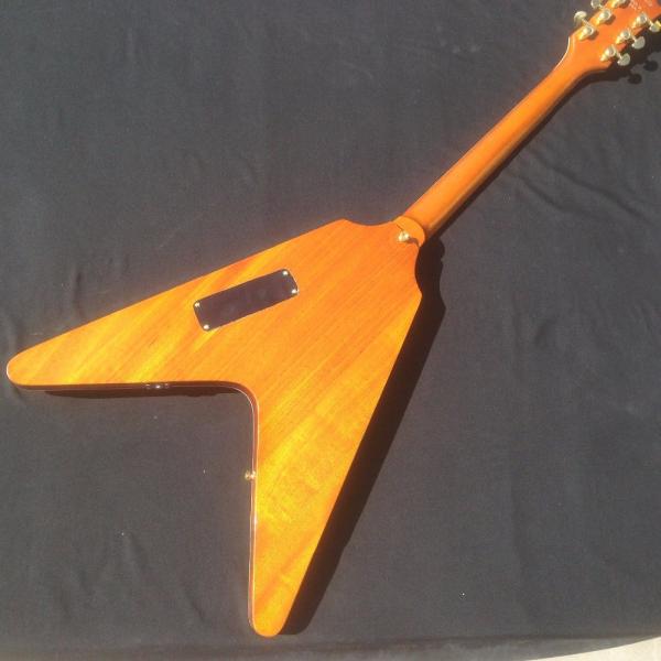 Good quality Electric Guitar with yellow colors and flybird shape by two pickups flying v electric guitar