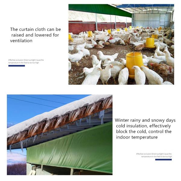 300-1000gm Tejido de carpa de PVC Pollería y ganadería Granjas Cortinas rodantes Tarpa térmica