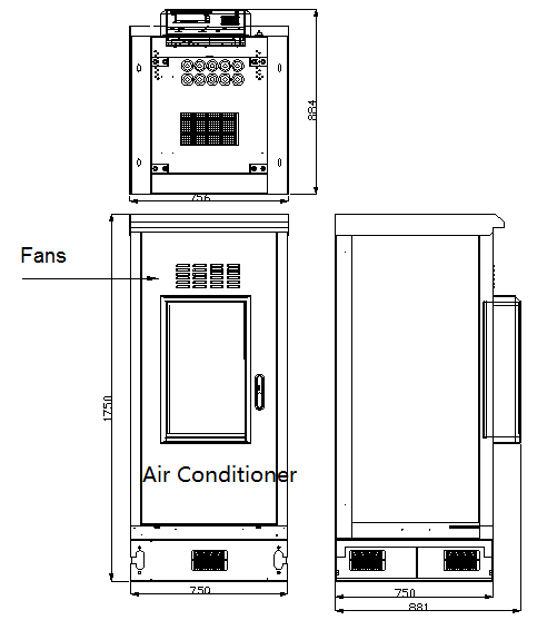 Heat Insulation PEF Battery Storage Cabinet Outdoor Rack Enclosure 3 Shelves Cooling