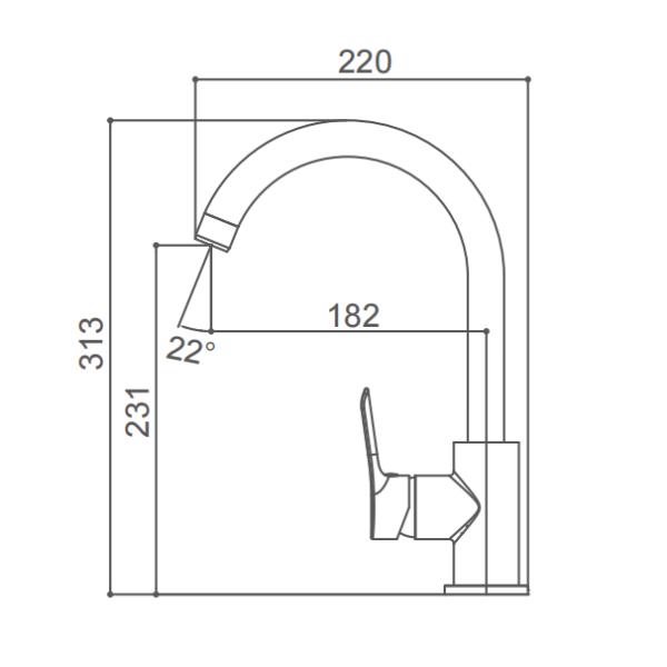 Polished Zinc Body Kitchen Mixer Faucet 360 Degree Swivel Spout Kitchen Tap
