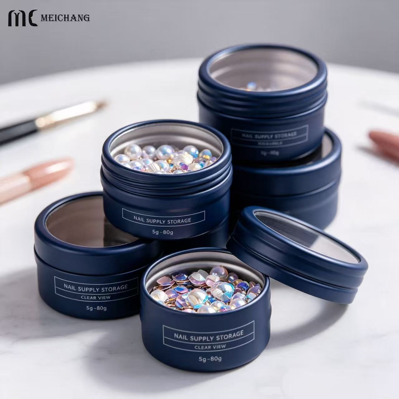 15ml–150ml Round Aluminum Screw Top Tin Jar with Clear PVC Window Lid (MC-809）