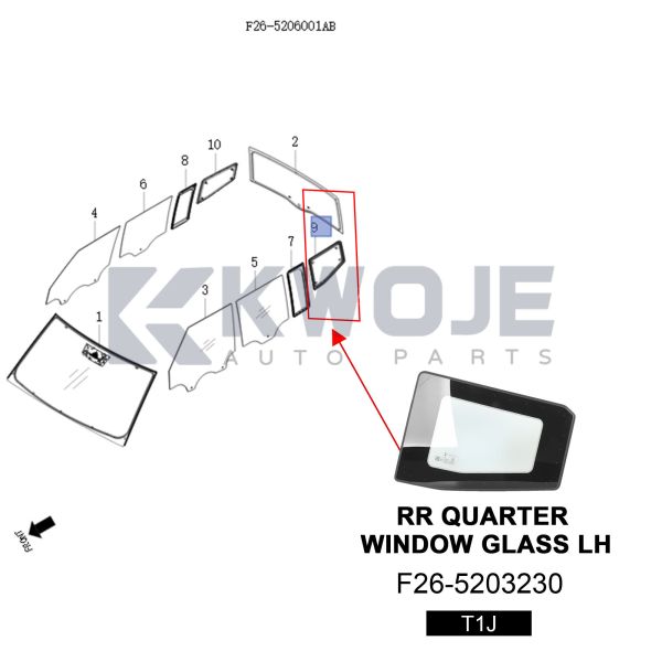 OEM  F26-5203230  Auto Parts Right Left Car Side Door Glass Window for Jetour T1J  Spare Parts