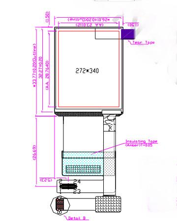 1.45 Inch AMOLED Display Panel 270*340 Dots All View Angle MIPI Interface Driving IC RM67162