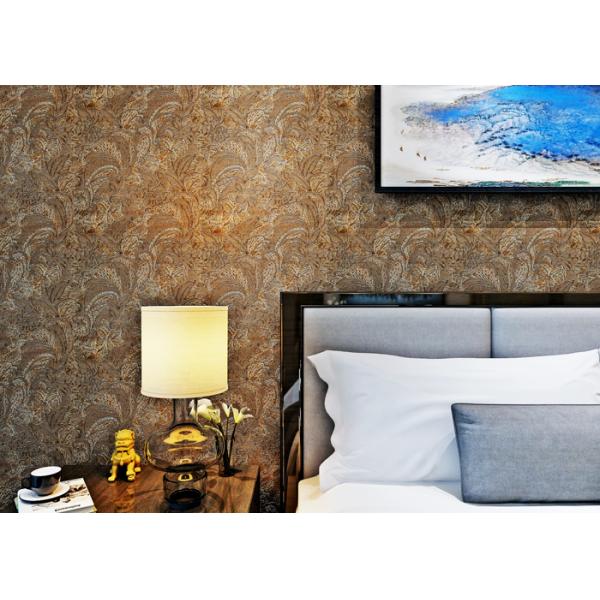 Waterproof Blown Vinyl Wallpaper Patterns , Eco - friendly Embossed Wall Covering