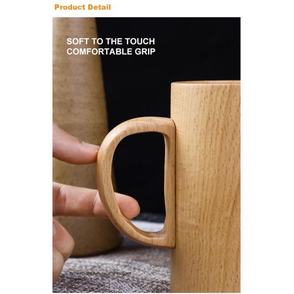 Japanese Creative Wooden Coffee Mug Household Solid Wood Handle Handy Cup