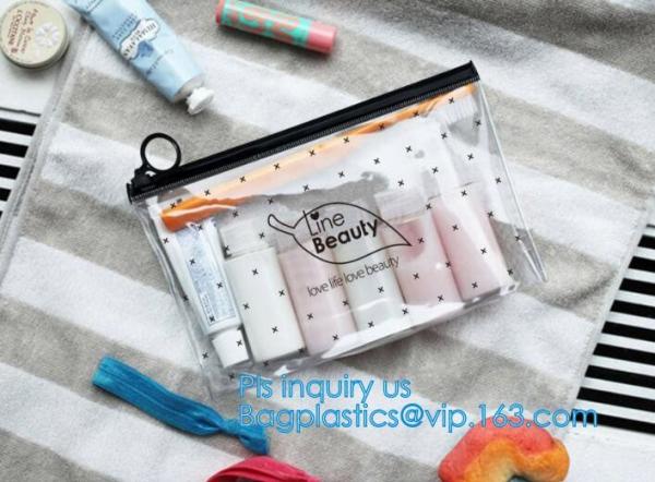 school pencil bag/printing stationery bag/zipper slider plastic pencil bag, gold Supplier custom slider pvc pouch with z