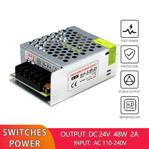 Алюминиевый AC электропитания 110V 220V переключателя случая к DC 24V 2A 48W