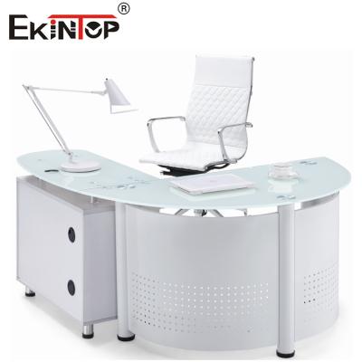 Tabela Desktop moderada preta branca do escritório domiciliário da mesa de vidro do computador