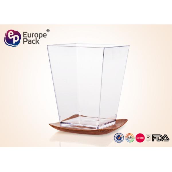FDA  LFGB Square Clear Plastic Dessert Cups 5Oz Ps Material Washable