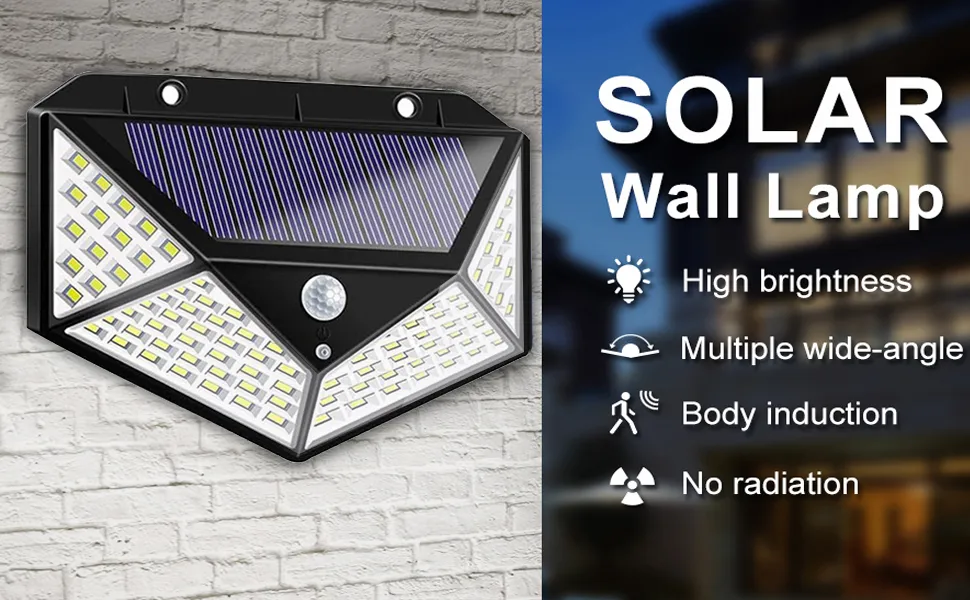 На открытом воздухе солнечный приведенный в действие литий ABS 1200Mah света 100LED СИД 18650 солнечных приведенных в действие светов приведенных сада
