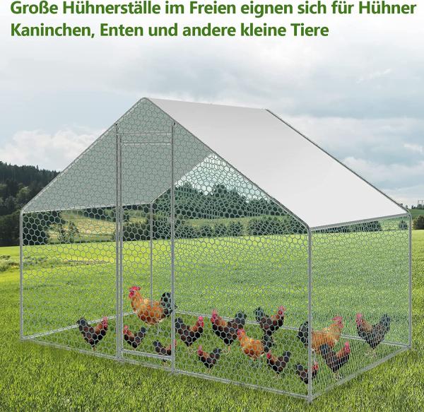 Chicken Run Kennel 2m x 3m Walk In Chicken Cage Coop For Rabbit Hen Cage Pen with PE cover