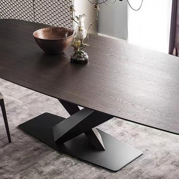 Industrial Fusion X  Base Wood Dining Table
