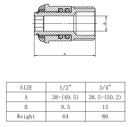 Polished Chrome Plated  Brass Self-Sealing Extension