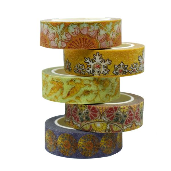 Japanese Style Gummed Glitter Washi Tape For Home Deco
