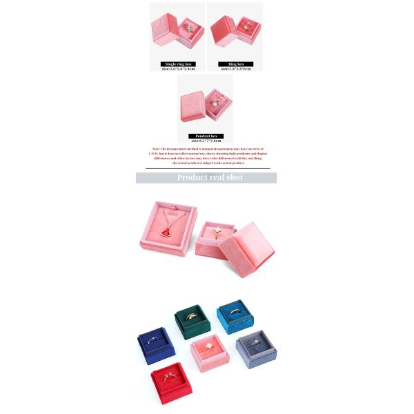 Light Blue Square Ring Storage Box for Customized Size Velvet Jewelry Display in Velvet