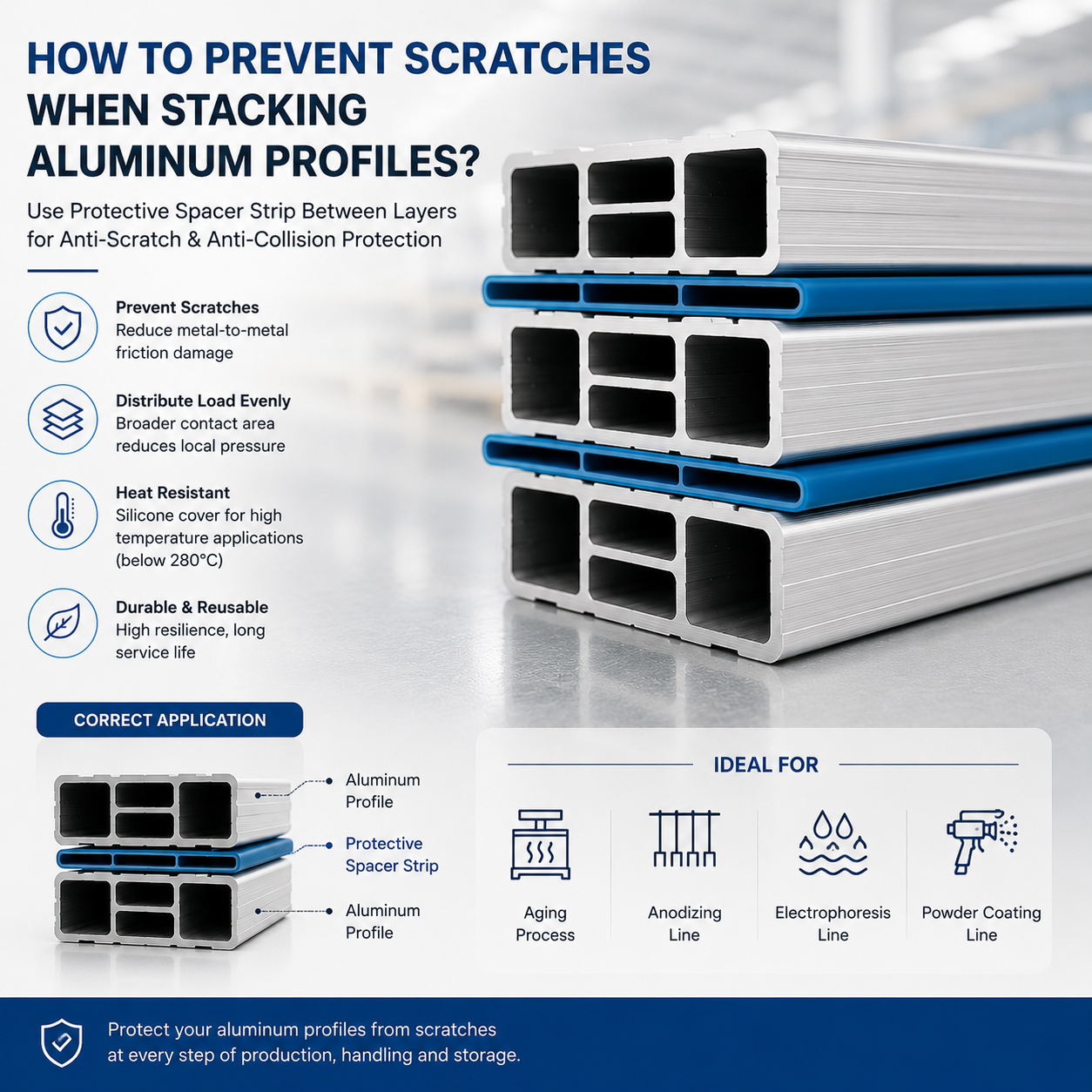 Prevent Scratches  Profile Protector Silicone Eco Friendly Aluminum Profiles Protector