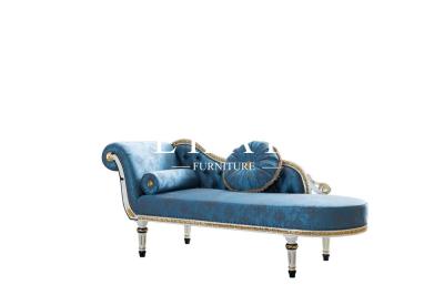High Quality Luxury Italian Chaise Lounge Sofa Blue Velvet Love Seat Chaise