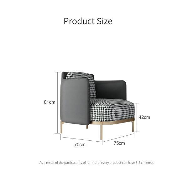 Simple Modern Small Apartment Living Room Light Luxury Houndstooth Fabric Sofa Single Hotel Negotiation Chair Leisure Lazy Sofa