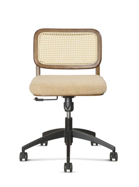 Executive Rattan Office Chairs 29 Cm Back Wooden Grey With Lumbar Support 83cm