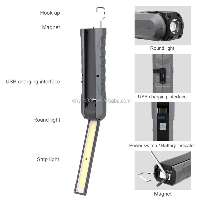Hot Selling Car Repair LED Work Light USB Charging Strong Magnetic Emergency Light Folding Repair Light