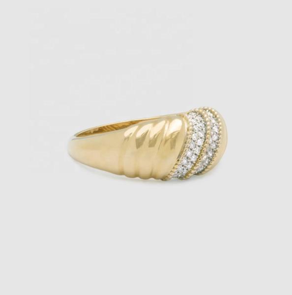 Platinum Plating Round Brilliant Cut Diamond Dome Ring For Women Fine Jewelry OEM / ODM