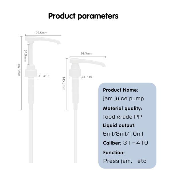 Miel de pompe de distributeur de sirop de la catégorie comestible 5ml 8ml 10ml/jus 31-410 tête étroite