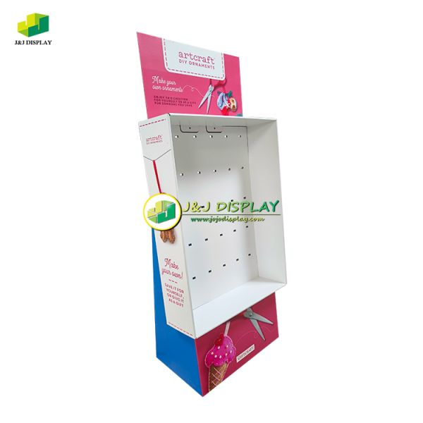 Retail POS Corrugated Paper Pegboard Display Stand 100% Recyclable Silk Printing