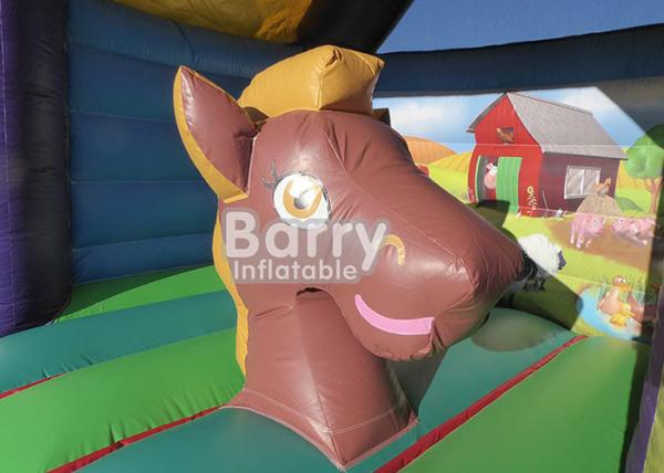 Casa inflável do salto do tema da exploração agrícola das crianças comerciais combinado com corrediça para crianças