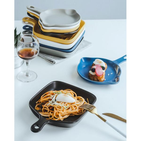 The Nordic Style Ceramic Baking Dishes with Single Handle 5CM Size and Custom Logo